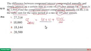 The difference between compound interest compounded annually and simple interest on a certain sum at [upl. by Zinnes814]