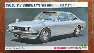 Hasegawa 124 Isuzu 117 Coupe Late Version ☆☆XE 1978  Plastic Model Kit Unboxing [upl. by Yerhpmuh]