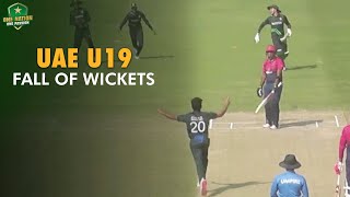 Fall of UAE U19 wickets against Pakistan U19  50Over TriSeries in Dubai 2024 [upl. by Ahsiki901]