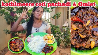 Amma chethi kothimeere roti pachadi amp Omlet [upl. by Anipsed]