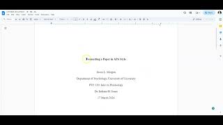 Formatting a 7th Edition APA Paper using Google Docs [upl. by Notla968]