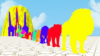 Paint Animals Gorilla Cow Lion Elephant Dinosaurs Fountain Crossing Animal Cartoon [upl. by Kenweigh]