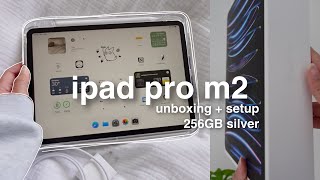 m2 ipad pro 11” 256GB silver unboxing  aesthetic setup✨ [upl. by Aehta488]