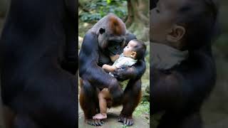 Chimpanzees take care of human infants ai cute animals funny [upl. by Ttenaj529]