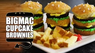 Big Mac Cupcake Brownies with Cake Fries  HellthyJunkFood [upl. by Lombard]