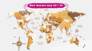 Wooden world map on the wall  3D  4D Making of video [upl. by Caines606]