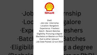 Shell internship  OFF CAMPUS  Top companies hiring [upl. by Eal520]