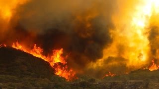 Explosive California wildfire prompts more evacuations [upl. by Nahtanha]