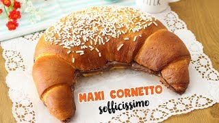 MAXI CORNETTO SOFFICE alla NUTELLA  Ricetta Facile  Croissant easy Recipe [upl. by Nollie]