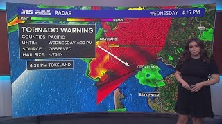 Tornado Warning issued for Pacific County [upl. by Pirozzo]