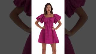 Xanthe Puff Sleeve Baby Doll Dress in Magenta [upl. by Geaghan]