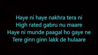 high rated gabru lyrics nawabzaade [upl. by Moriyama]