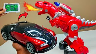 RC Shape Changing Brontosaurus Vs RC Programmable Robot Unboxing amp Fight  Chatpat toy tv [upl. by Sanborn104]