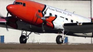 DC3 Kenn Borek Air Ltd takeoff from Calgary Airport [upl. by Harman]