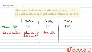 Distinguish by heating the following in dry test tube zinc carbonate copper carbonate and lead [upl. by Alleahcim258]