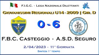 FBC Casteggio  ASD Seguro  1° Tempo  Giovanissimi 2009 Regionali U14  Girone D [upl. by Adnilav]