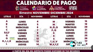 Calendario de pago Bienestar Noviembre  Diciembre [upl. by Enimrej]