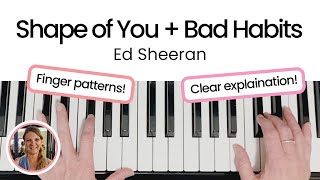 How to play Shape of You  Bad Habits  Ed Sheeran  EASY Piano Tutorial [upl. by Garson604]