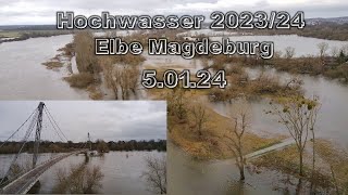 Hochwasser 20232024 😱 am 50124 Elbe Magdeburg mit der Drohne [upl. by Mutz951]