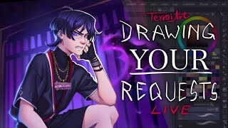 Drawing YOUR Requests THANK YOU FOR 10K 💜  Art Request Stream [upl. by Ardnnek24]