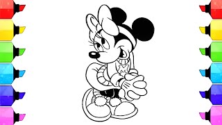 How to Draw Minnie Mouse easy step by step Disney Minnie Mouse Drawing and Coloring Pages [upl. by Neeneg]