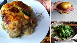 في نصف ساعة بدون لحوم او بشاميل وجبة عشاء او غذاء سهلة ومتكاملة 30minutes PotatoSpinach Casserole [upl. by Fatsug130]