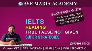 IELTS READING TRUE FALSE NOT GIVEN BY RENJISH PHILIP [upl. by Andri]