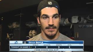 Brian Boyle  Tampa Bay Lightning vs NY Islanders Game 3 postgame 532016 [upl. by Nylorak]