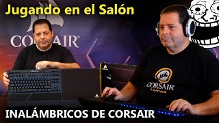 Jugando en el salón Periféricos inalámbricos gaming CORSAIR [upl. by Dnaloy693]