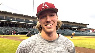 Arkansas Hagen Smith Kendall Diggs talk first preseason scrimmage [upl. by Nobile]