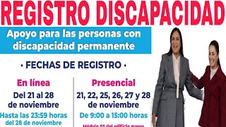 🌟DISCAPACIDAD INICIA REGISTRO CÓMO CUÁNDO DÓNDE NOVIEMBRE 2024 🎉 [upl. by Deryl]