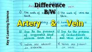 Q Difference between Artery and vein  Science imp questions  Functions of artery and vein [upl. by Damian63]