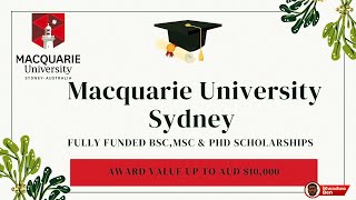 Fully Funded Scholarships in Australia  Macquarie University  Sydney AUD  10000 Full Tuition [upl. by Thacher]