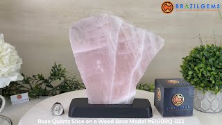 Model  6100RQ023 Rose Quartz Slice on a Wood Base by BrazilGemscom 🏷 FOR SALE🛍🛒Shop Now [upl. by Yenaj]