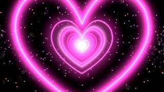 Pink Heart Background 💖 Neon Heart Tunnel Background  Motion Graphics Hearts Background [upl. by Yeclehc]