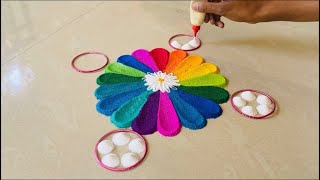 Diwali Rangoli Designs with Tricks  Navratri Rangoli  Diwali Rangoli  Festival Rangoli [upl. by Ema]