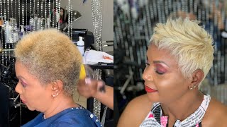 Relaxer Free Pixie cut and color [upl. by Leanatan]