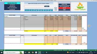 RECIPE COSTING PROFESSIONAL FORMAT Bulk Recipe CostingMenu EnginneringSub RecipeMain Recipe [upl. by Coral]