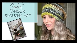 How to crochet an easy chunky slouch hat tutorial [upl. by Emyam]