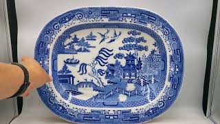 Antique Wedgwood Blue Willow China Meat Carving Platter [upl. by Jurgen396]