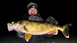 FIRST ICE Walleye Fishing EXTREMELY THIN ICE [upl. by Dannel603]