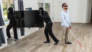 Robbers Secretly Taking Everything in Blind Guys House Prank [upl. by Ahseryt563]