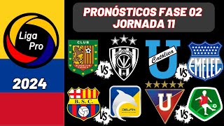 Pronósticos Liga PRO FASE 2 Jornada 11  Liga Ecuatoriana 2024 [upl. by Theadora539]