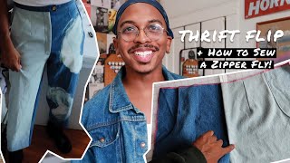 Thrift Flip Bleached Denim Set  How to Sew a Zipper Fly  Personal Style  Happily Dressed [upl. by Anaiad]