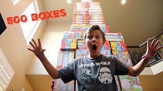 WORLDS TALLEST Cereal Box TOWER 500 Cereal Boxes [upl. by Saidnac]