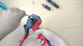 Instruction video how to terminate crimp a Amphenol H4 contact with a Rennsteig Crimp Tool [upl. by Ativ]