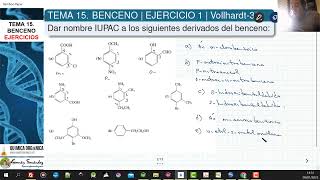 TEMA 15 BENCENO  EJERCICIO 1 NOMENCLATURA IUPAC DE DERIVADOS DEL BENCENO [upl. by Giff]