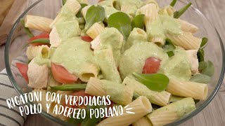 Rigatoni con verdolagas pollo y aderezo poblano [upl. by Petite]