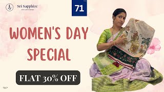 Women’s Day Special  let’s Style Together  Upto 30 Off  Sri Sapphire Collection [upl. by Enaej]