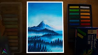 just unbelievable painting  how to draw a mountain landscape easy  how to draw with soft pastel [upl. by Apollus]